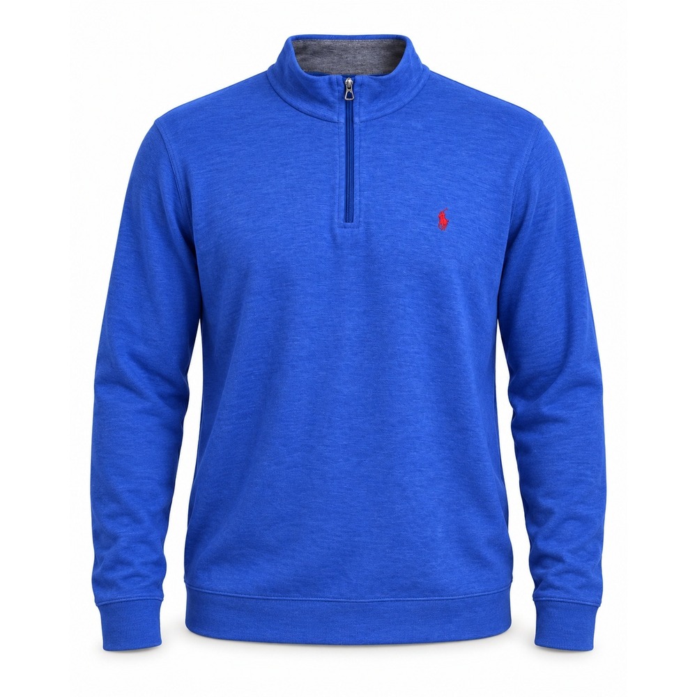 Polo Ralph Lauren Performance Mens XXL Blue Heather Quarter Zip Pullover Cotton